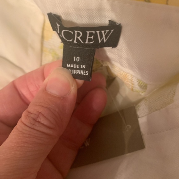 J CREW Ingrid Limone Floral Yellow White lemon fruit print linen Pants 10 NEW! - Picture 6 of 8